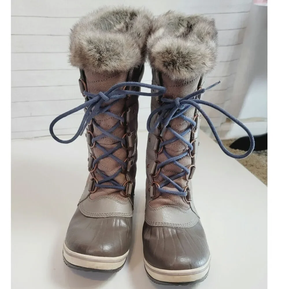 SOREL Tofino II Faux Fur Lined Waterproof Lace Up Snow Boot in Kettledust, sz 9